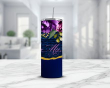 Load image into Gallery viewer, Floral Personalized Name Tumbler, Flowers Tumbler, Floral 20oz Tumbler, Custom Tumbler with Lid, Floral Tumbler with Lid
