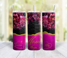 Cargar imagen en el visor de la galería, Floral Personalized Name Tumbler, Flowers Tumbler, Floral 20oz Tumbler, Custom Tumbler with Lid, Floral Tumbler with Lid
