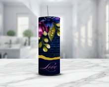 Load image into Gallery viewer, Floral Personalized Name Tumbler, Flowers Tumbler, Floral 20oz Tumbler, Custom Tumbler with Lid, Floral Tumbler with Lid
