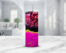 Cargar imagen en el visor de la galería, Floral Personalized Name Tumbler, Flowers Tumbler, Floral 20oz Tumbler, Custom Tumbler with Lid, Floral Tumbler with Lid
